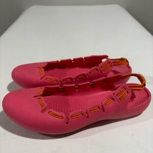Crocs Springi 14178 Hot Pink/Orange Slip On Slingback Ballet Flats Womens Size 9